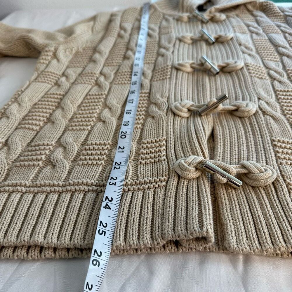 Talbots Tan Chunky Cable Knit Coatigan Cardigan Womens 1X NWT Toggle Closure‎ - Picture 8 of 9